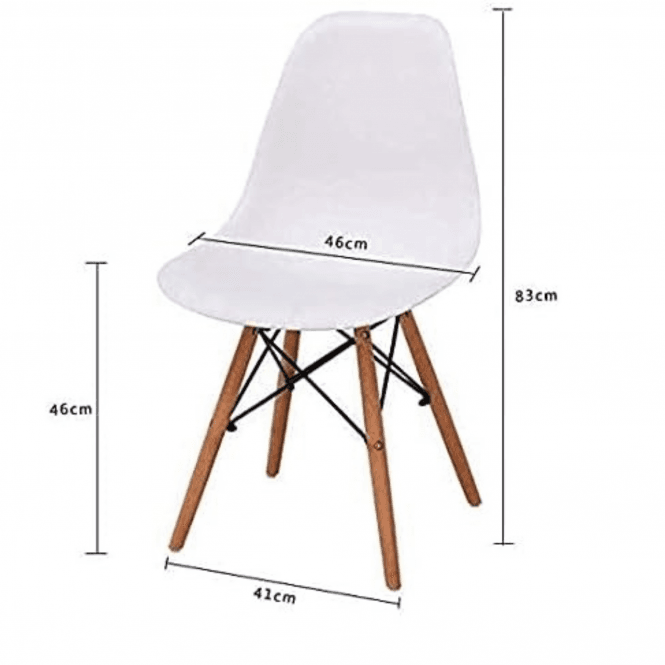 Eiffel Halo Round Dining Table Set with 4 Chairs - MDF Top, Plastic Chairs with Wooden Legs