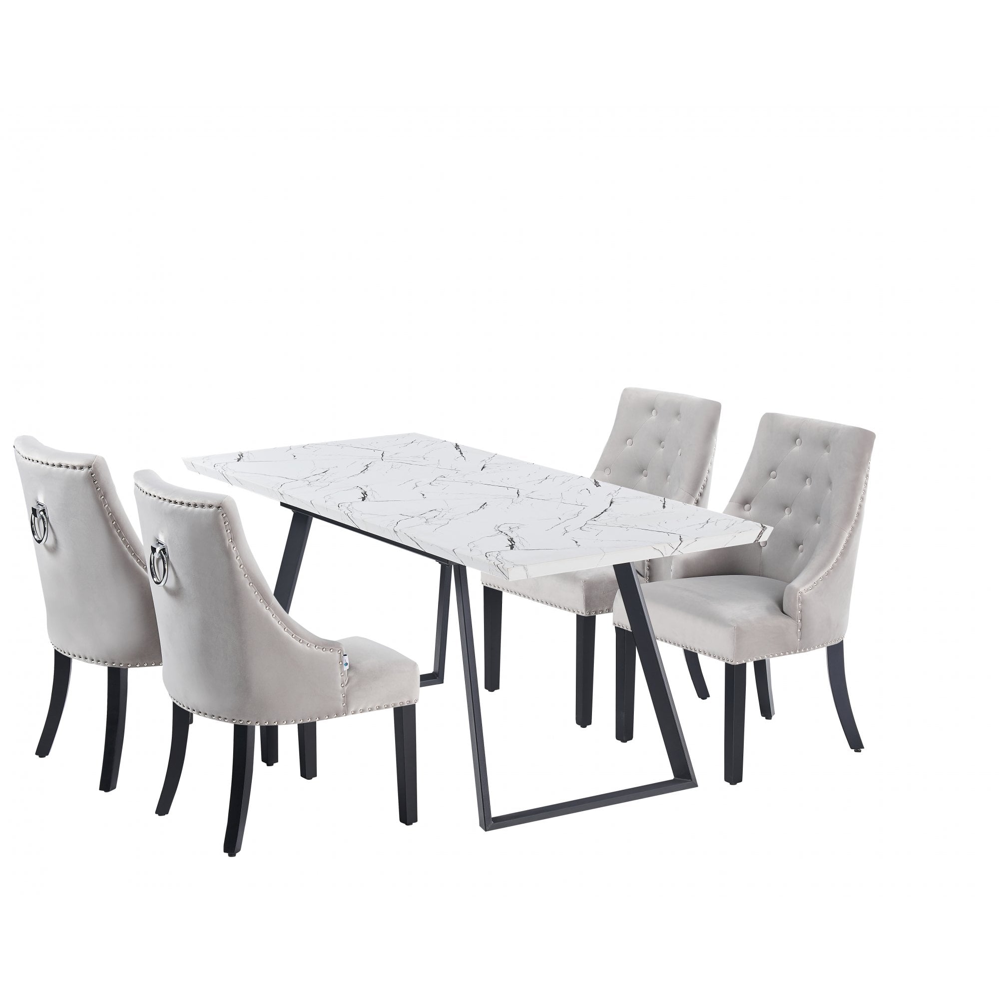 Windsor Toga Lux Dining Set | a White Table and Set of 6 Chairs - PN Home