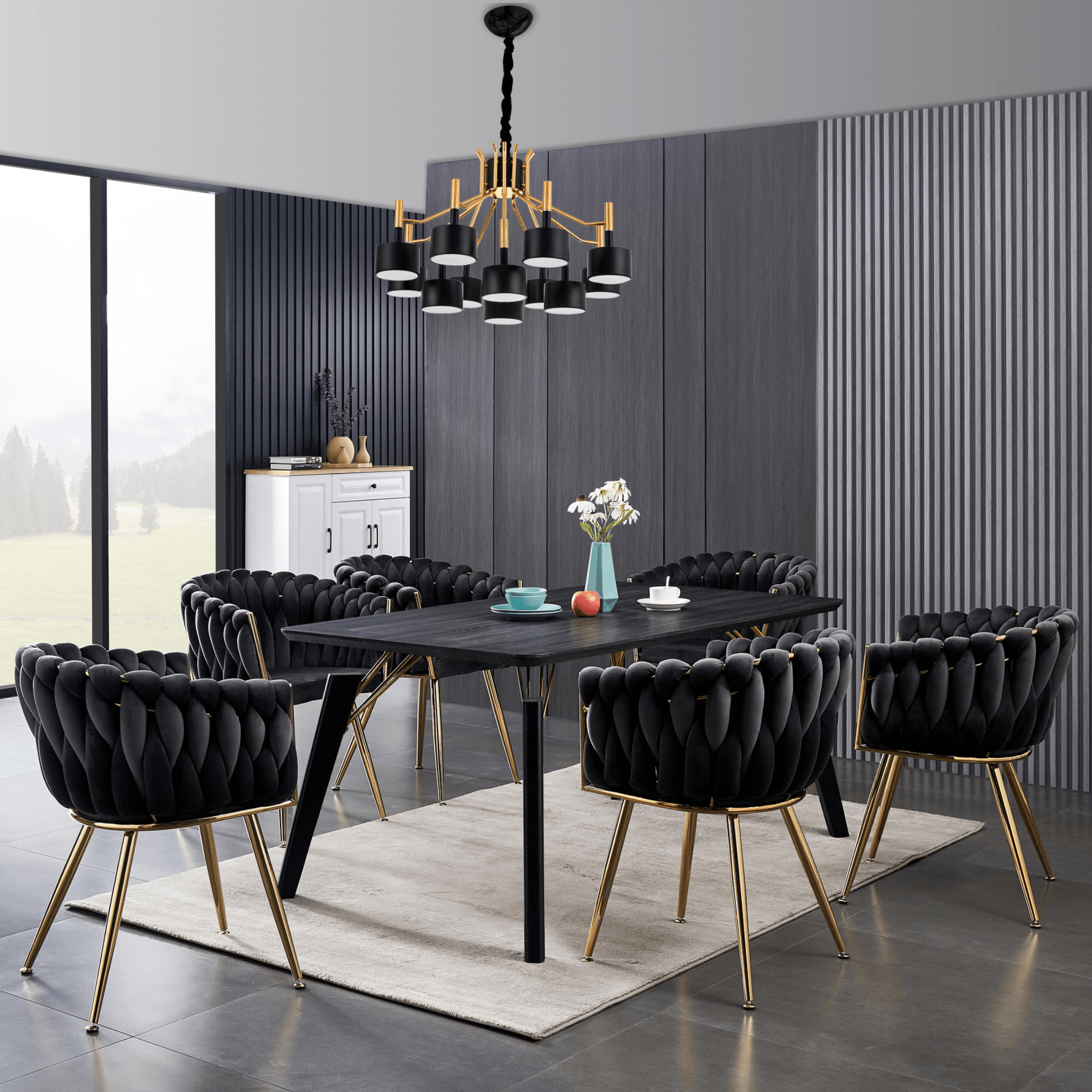 Roma Knot LUX Velvet Dining Chair - Plush Upholstery with Gold Frame