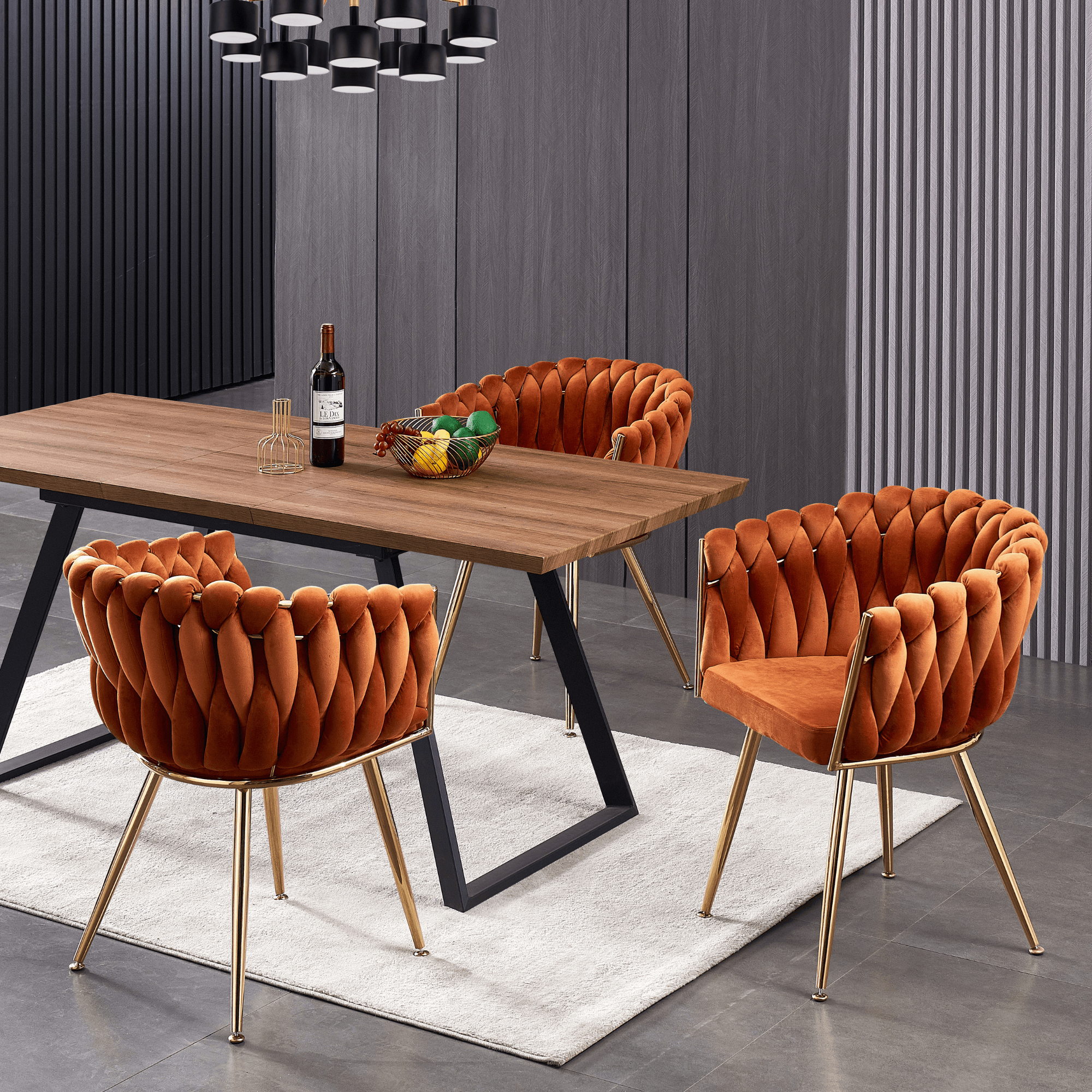 Roma Knot LUX Velvet Dining Chair - Plush Upholstery with Gold Frame