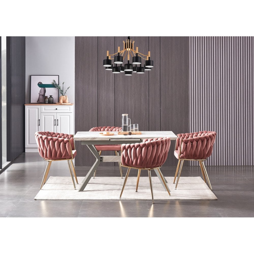 Roma Knot LUX Velvet Dining Chair - Plush Upholstery with Gold Frame