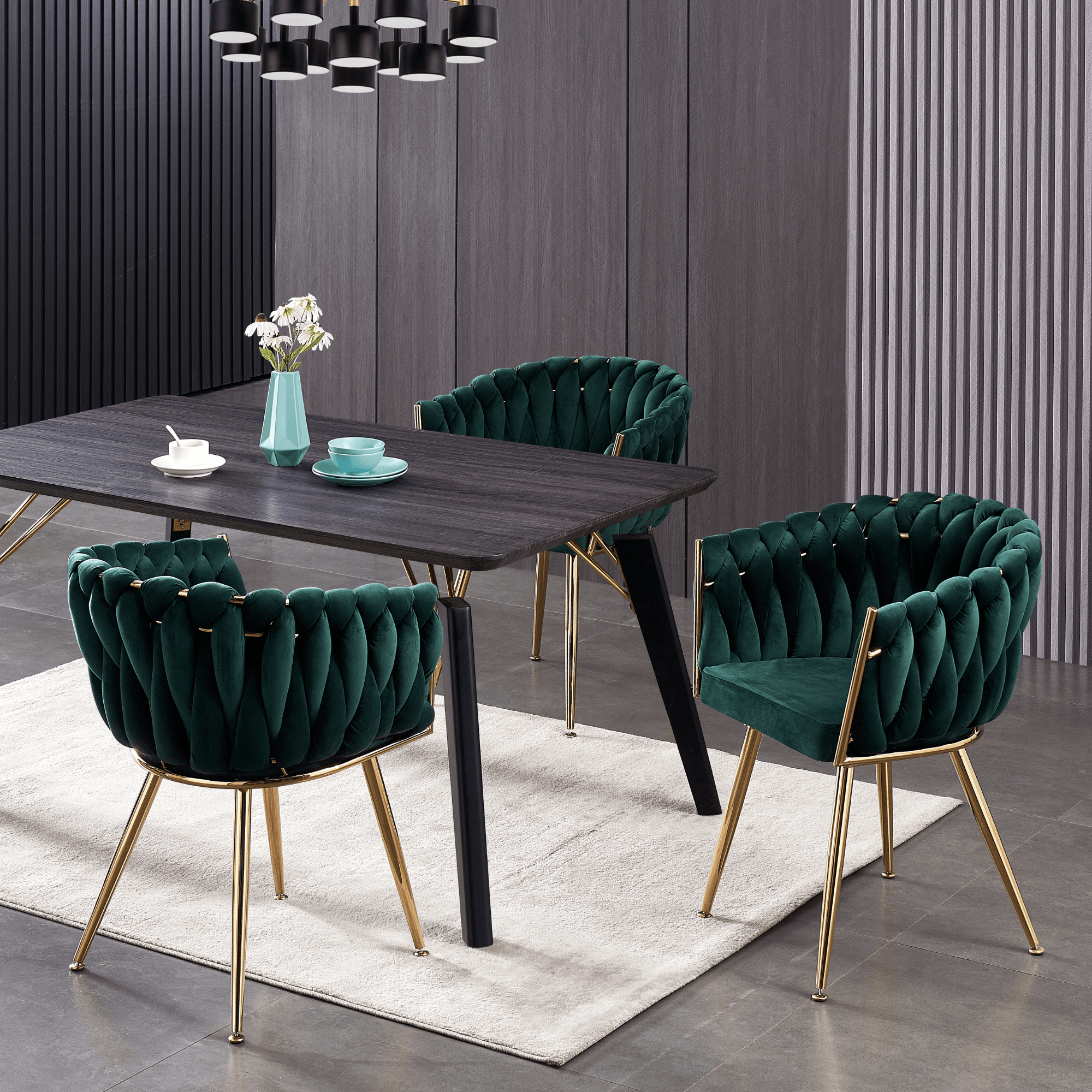 Roma Knot LUX Velvet Dining Chair - Plush Upholstery with Gold Frame