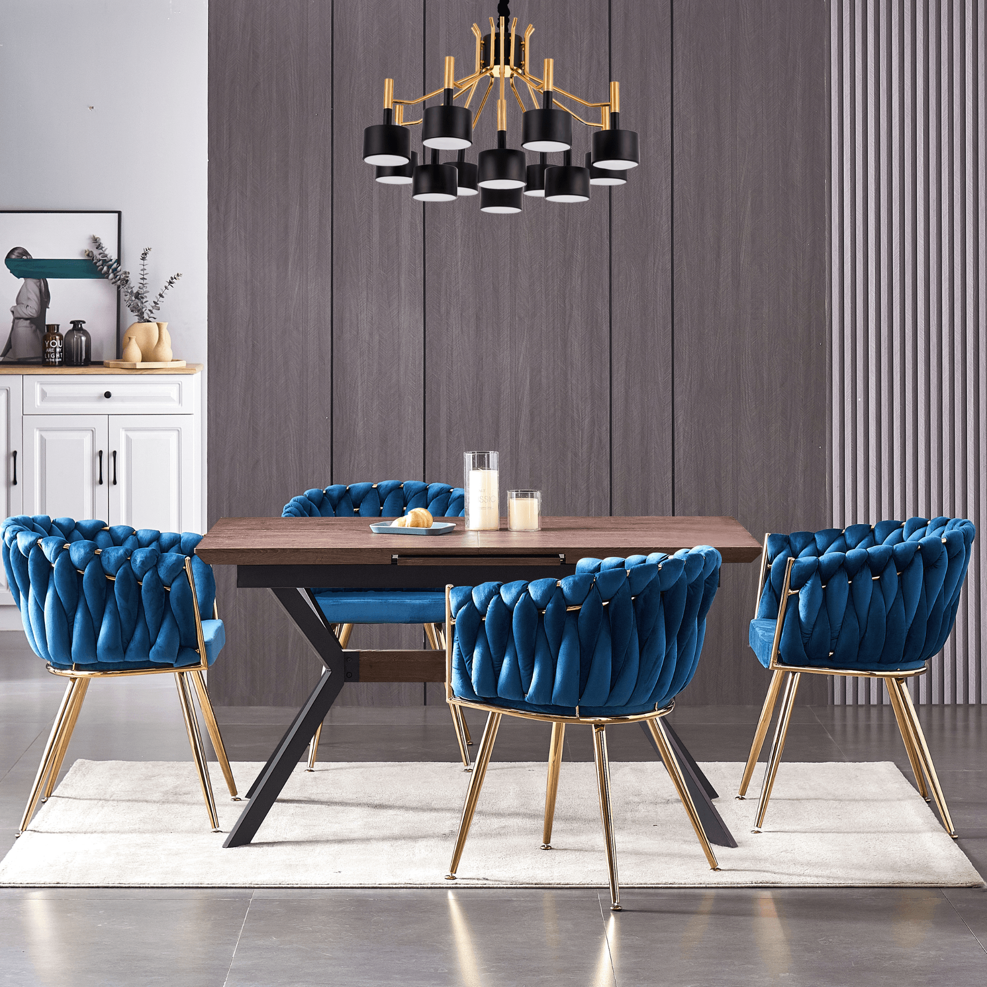 Roma Knot LUX Velvet Dining Chair - Plush Upholstery with Gold Frame