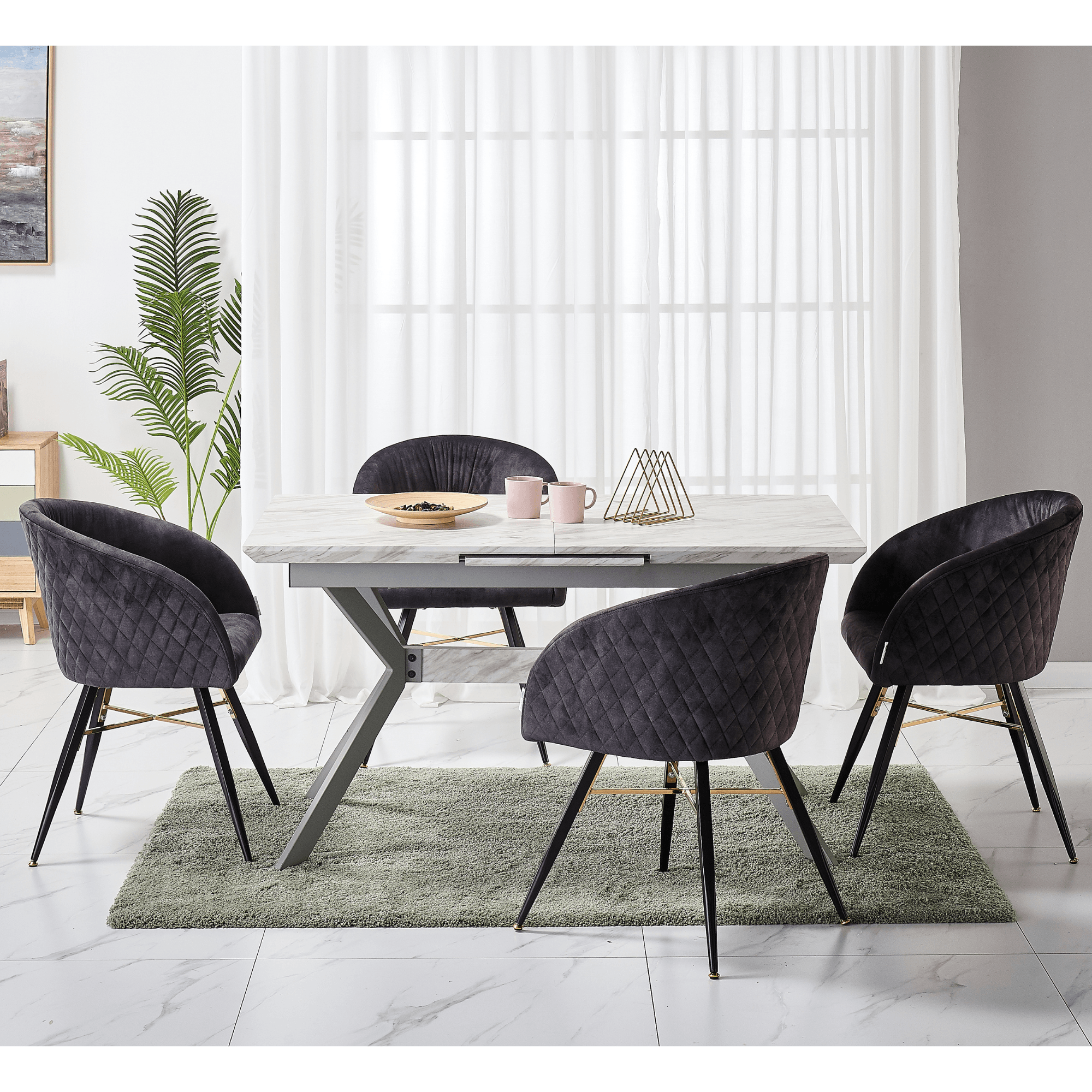 Vittorio LUX Velvet Dining Chair with Metal Legs - Perfect for Dining Room Living Room - PN Home