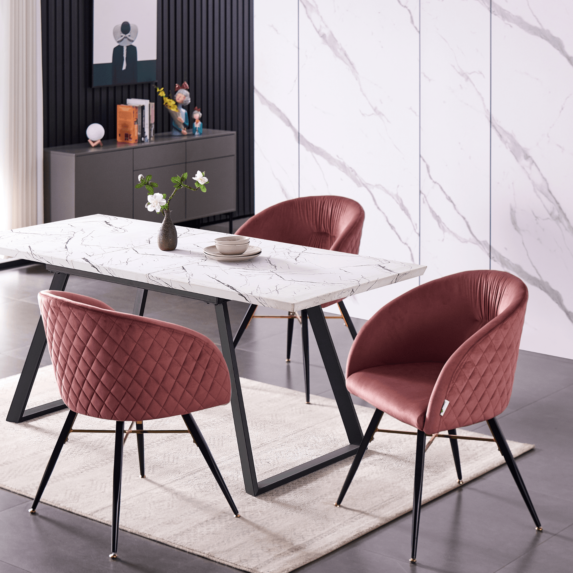 Vittorio LUX Velvet Dining Chair with Metal Legs - Perfect for Dining Room Living Room - PN Home