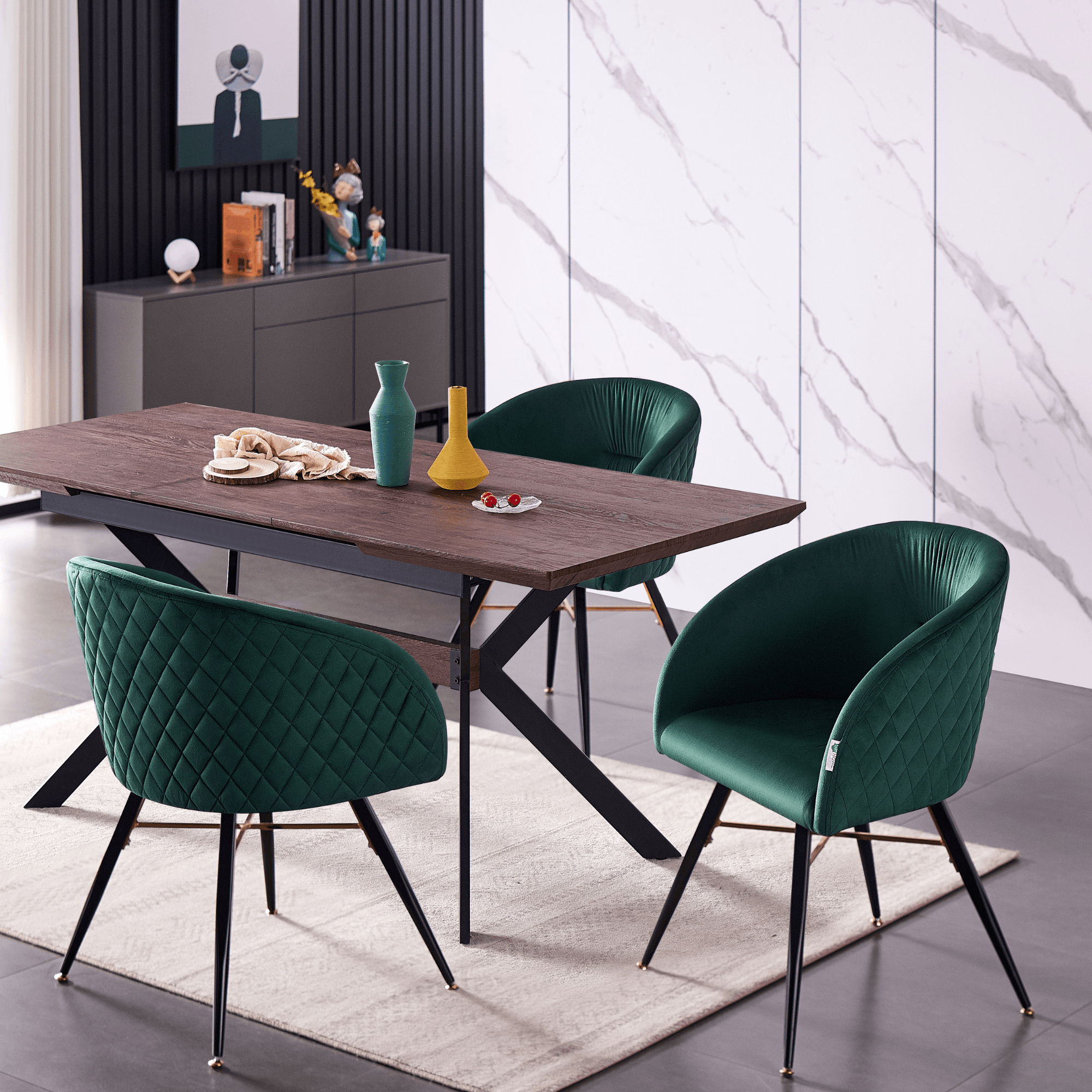 Vittorio LUX Velvet Dining Chair with Metal Legs - Perfect for Dining Room Living Room - PN Home
