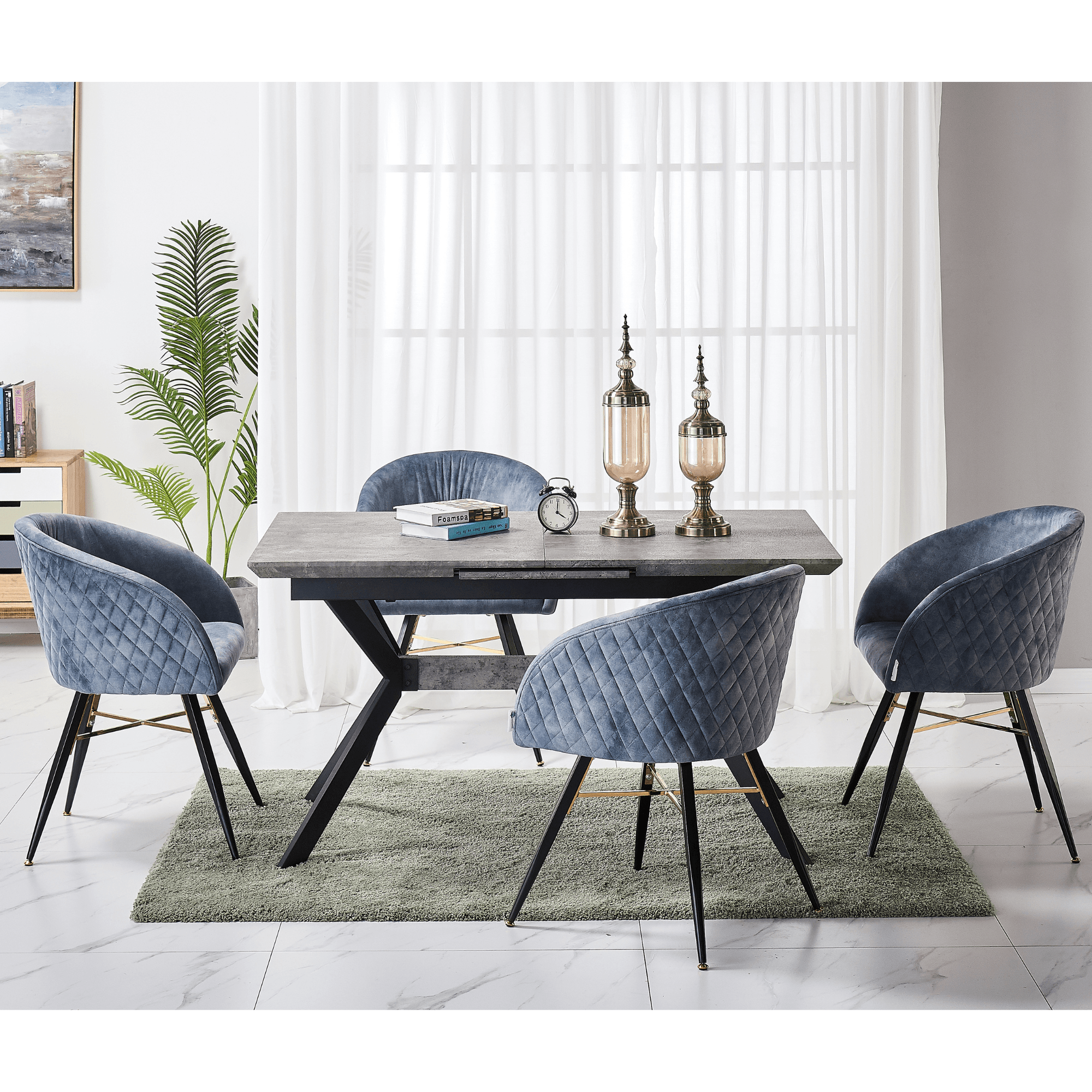 Vittorio LUX Velvet Dining Chair with Metal Legs - Perfect for Dining Room Living Room - PN Home