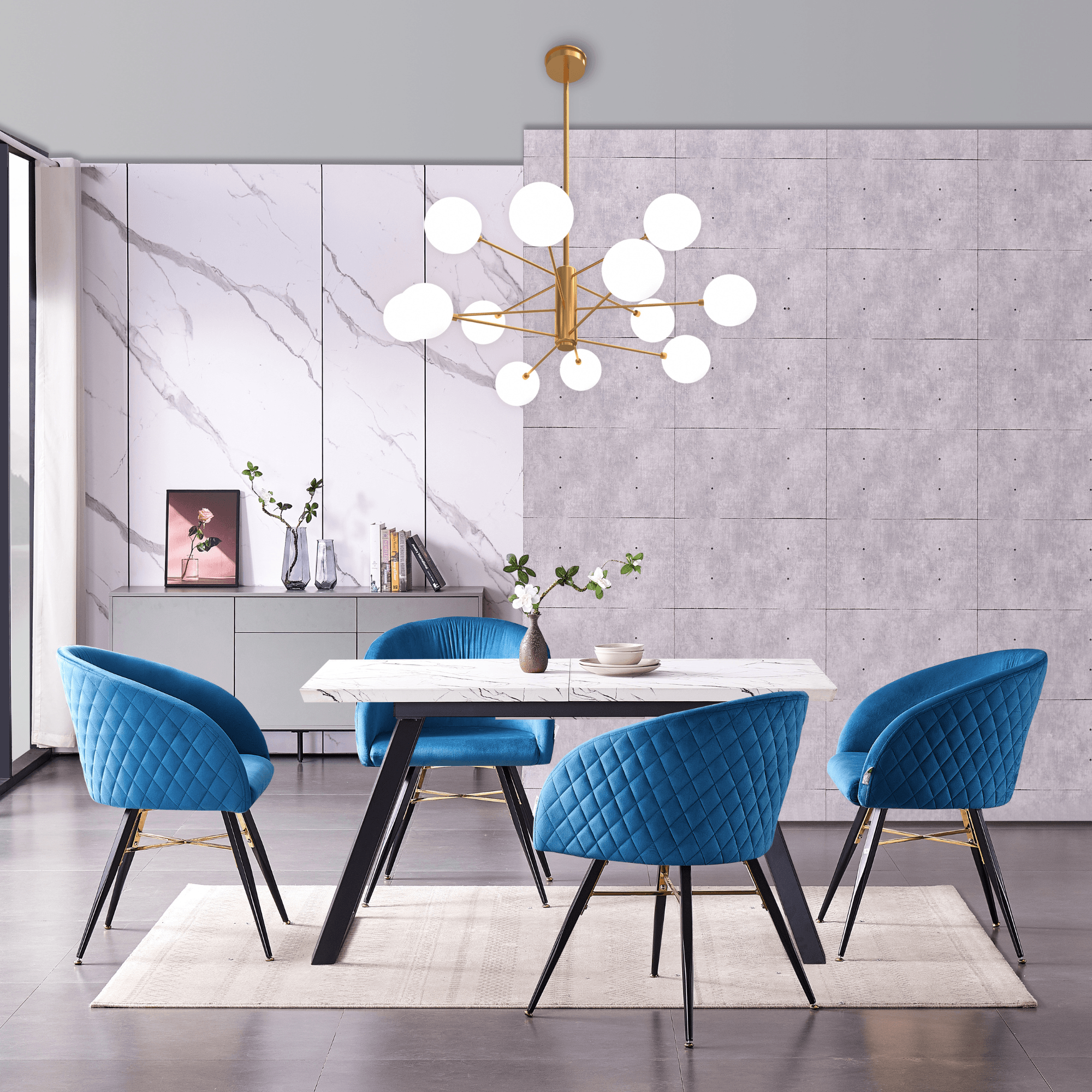 Vittorio LUX Velvet Dining Chair with Metal Legs - Perfect for Dining Room Living Room - PN Home