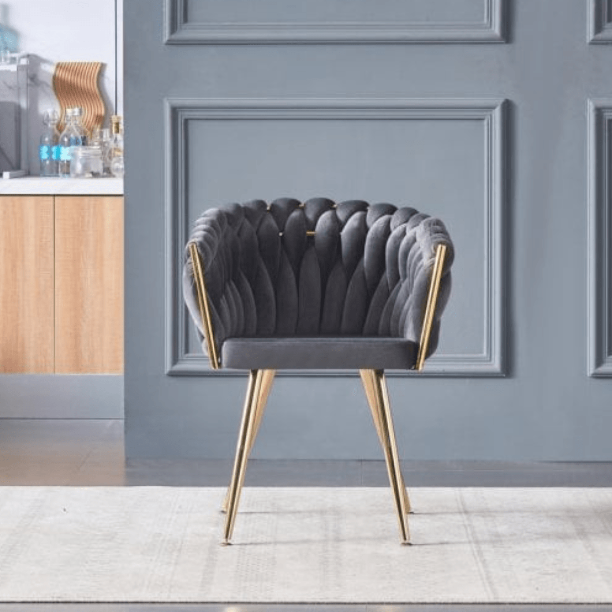 Roma Knot LUX Velvet Dining Chair - Plush Upholstery with Gold Frame