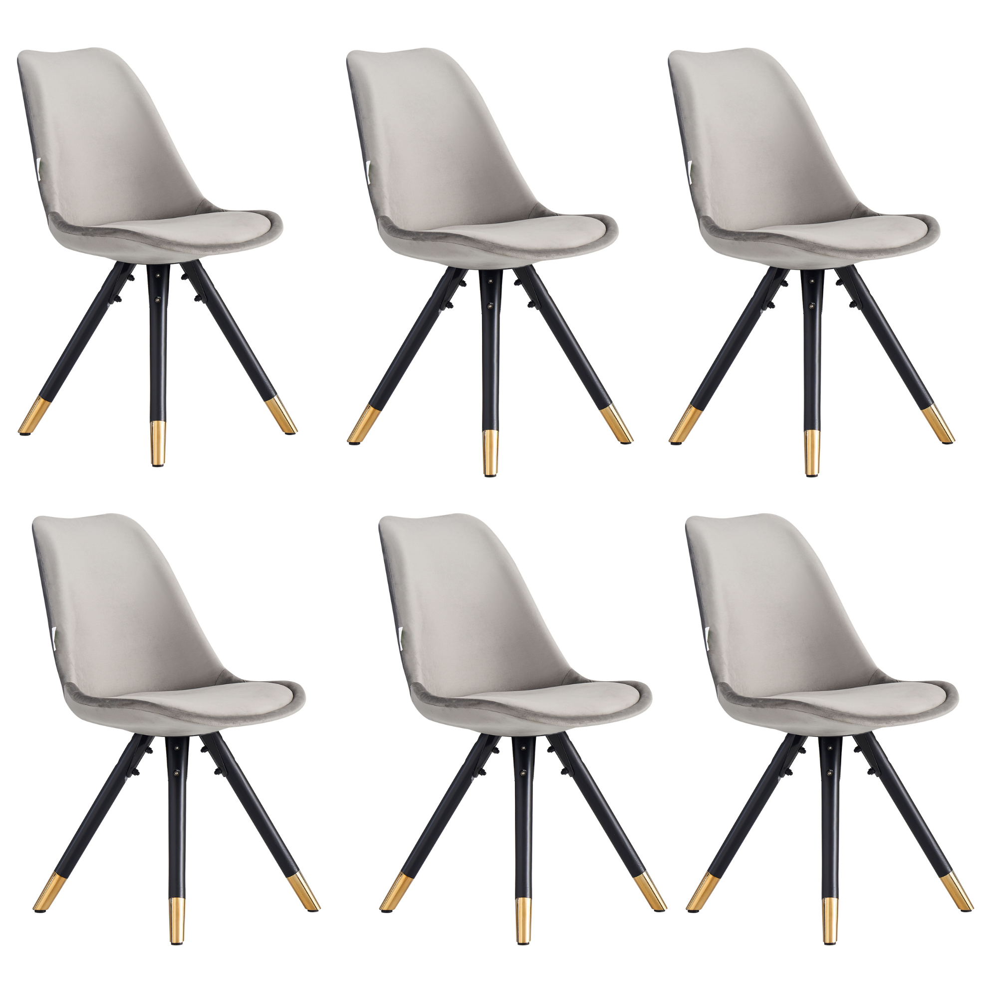 Sofia Cosmo Black LUX Dining Set with 6 Velvet Chairs