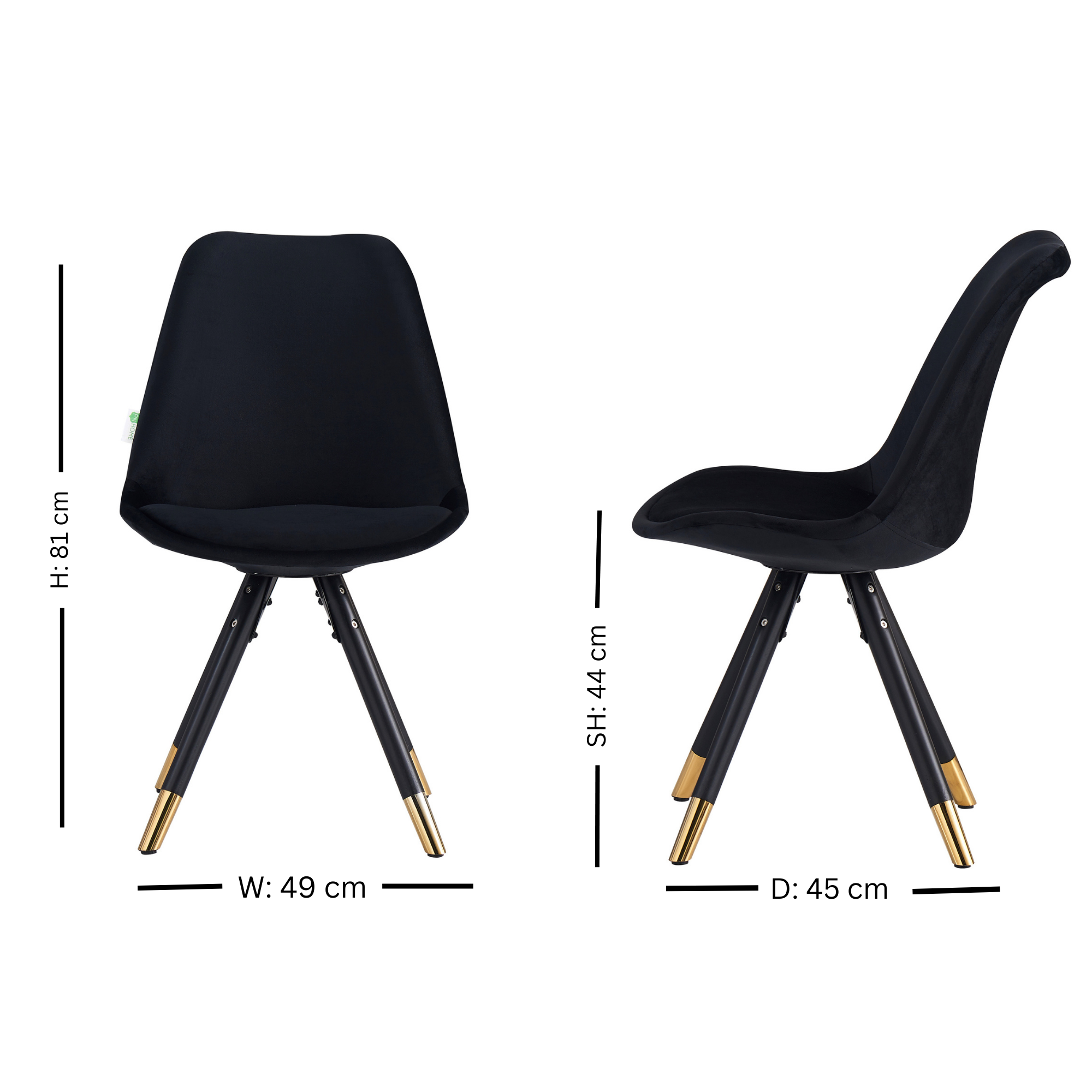 Sofia Velvet Dining Chair with Metal Legs - Retro Scandinavian Style