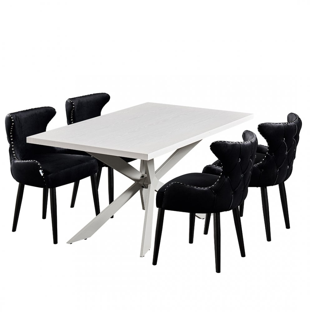 Oxford Duke LUX Dining Set, a Table and Chairs Set of 4, White