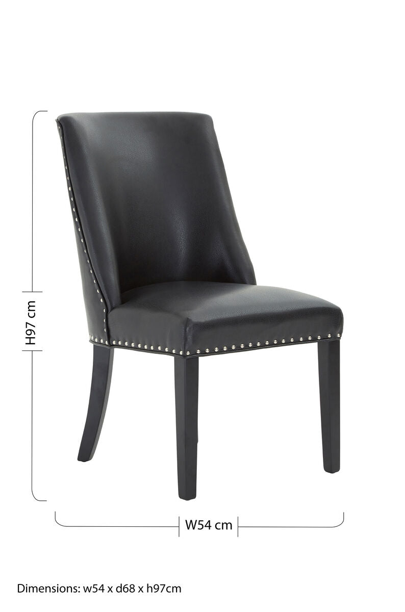 Rodeo Black Leather Effect Dining Chair - PN Home