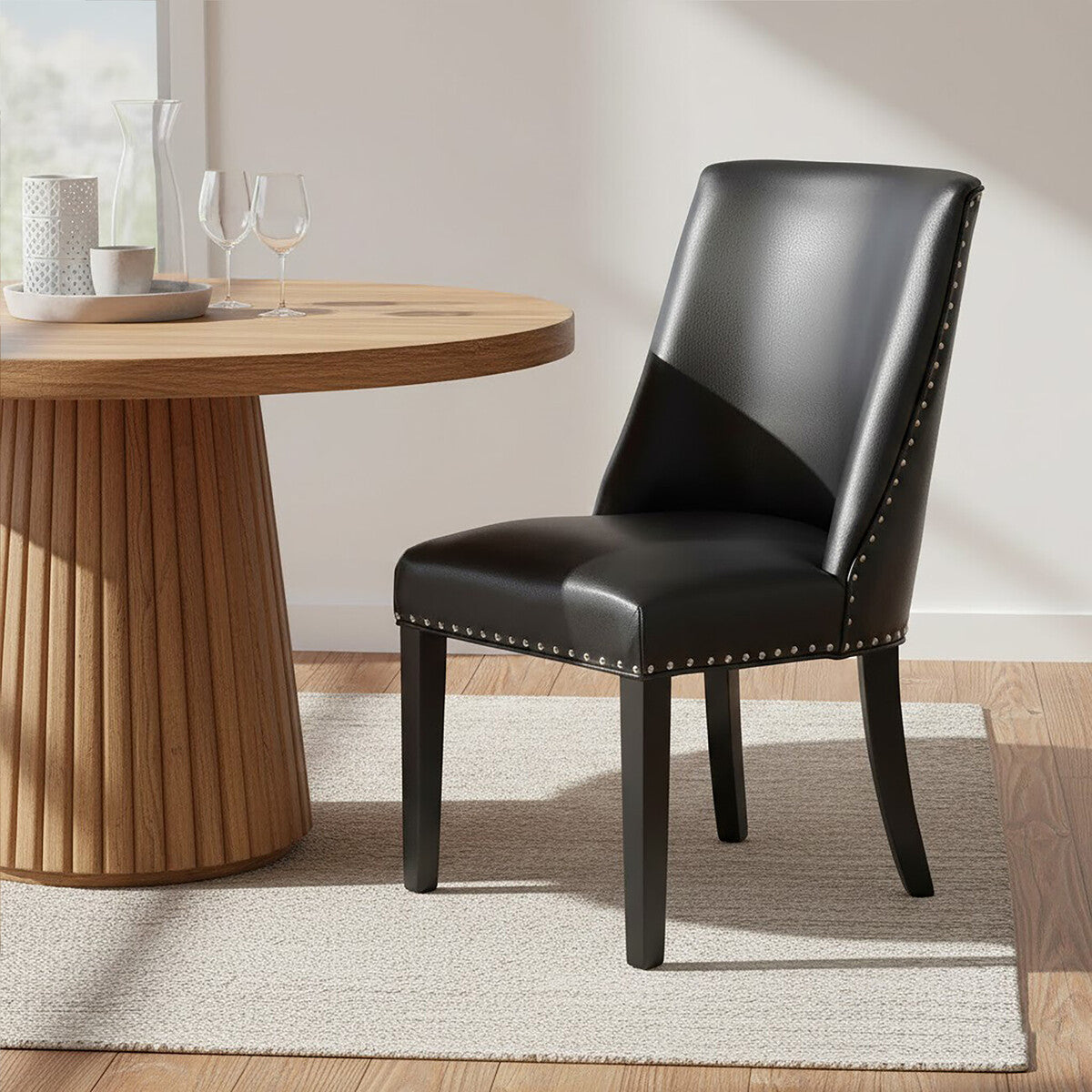 Rodeo Black Leather Effect Dining Chair - PN Home