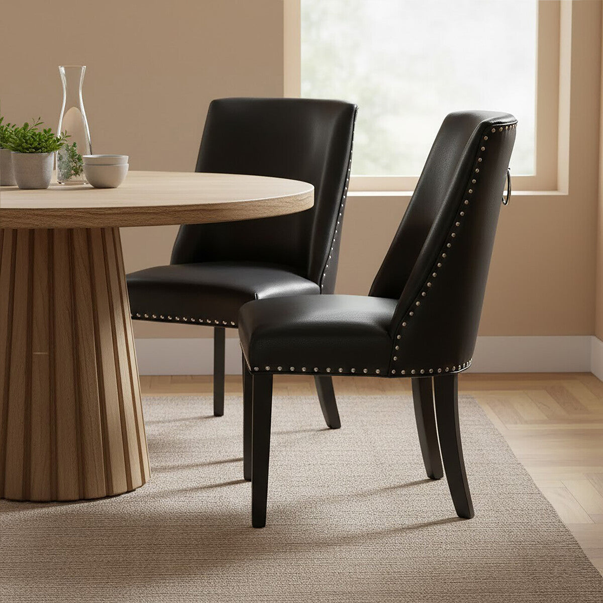 Rodeo Black Leather Effect Dining Chair - PN Home