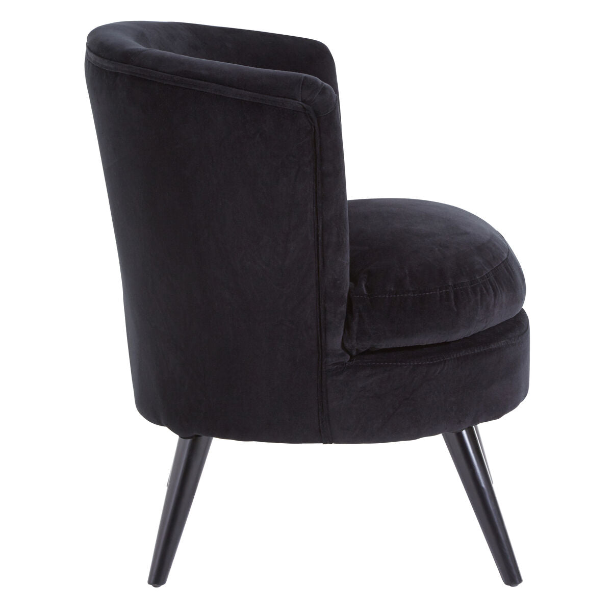 Round Plush Black Cotton Velvet Armchair - PN Home