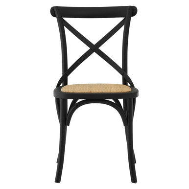 Lyon Black Oak Wood and Rattan Dining Chair - PN Home