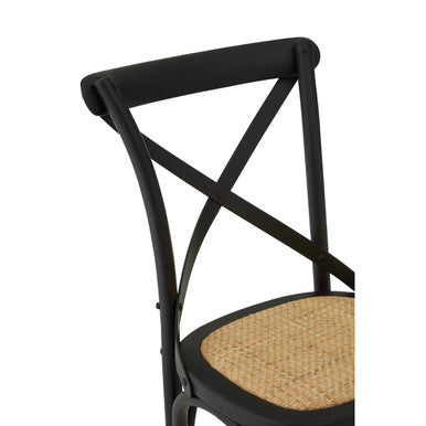 Lyon Black Oak Wood and Rattan Dining Chair - PN Home