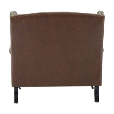 Fulham Brown Leather Effect Wing Armchair - PN Home