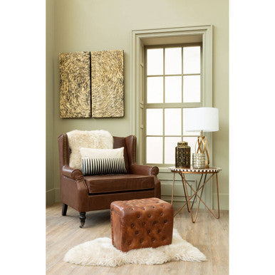 Fulham Brown Leather Effect Wing Armchair - PN Home