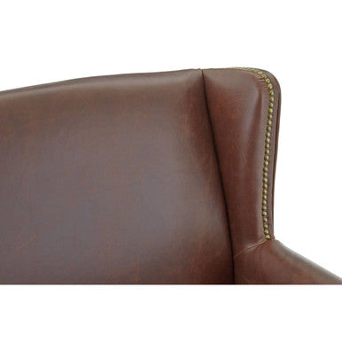 Fulham Brown Leather Effect Wing Armchair - PN Home