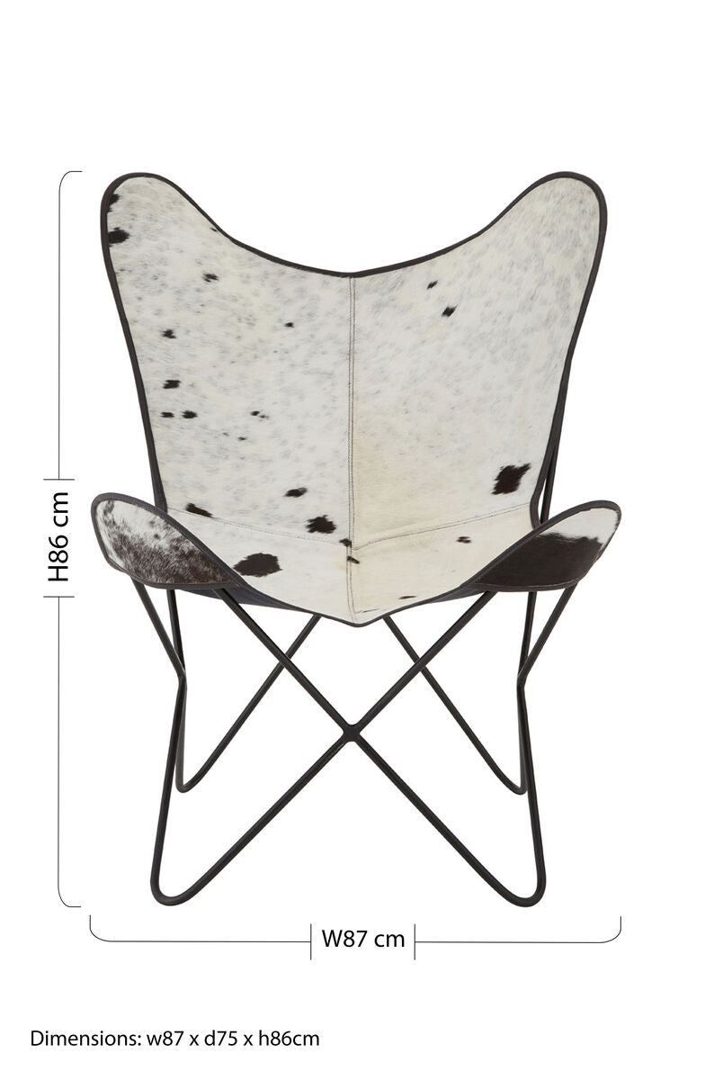 Buffalo Black and White Cowhide Butterfly Chair - PN Home
