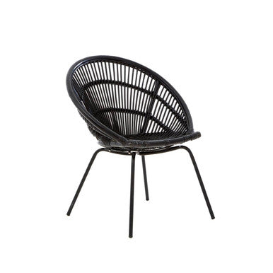Lagom Black Natural Rattan Chair With Iron Legs - PN Home