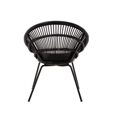 Lagom Black Natural Rattan Chair With Iron Legs - PN Home