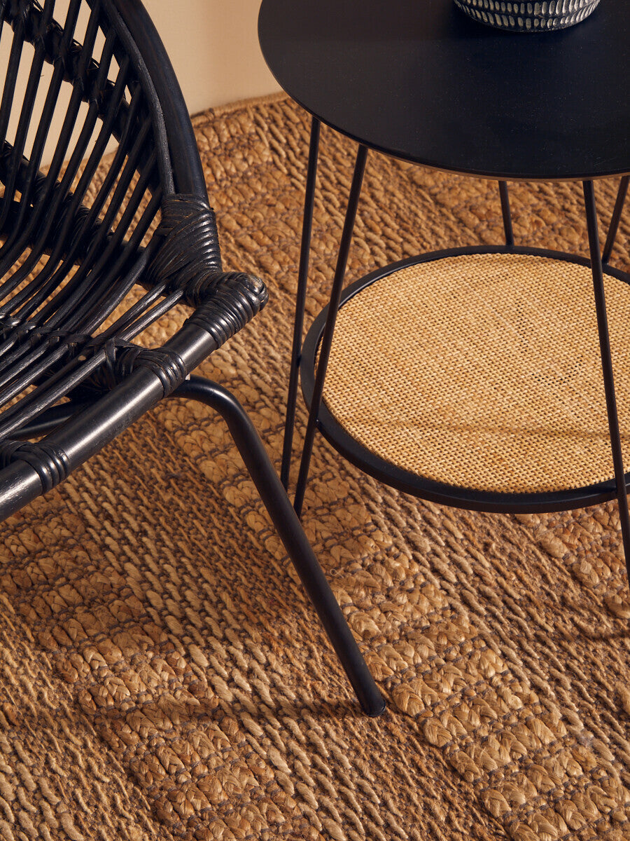 Lagom Black Natural Rattan Chair with Iron Legs - PN Home