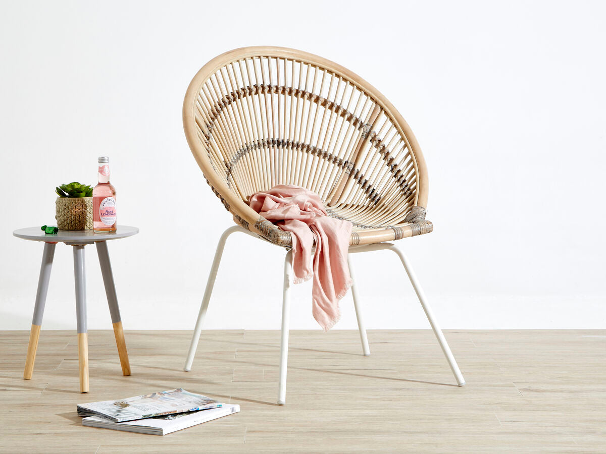 Lagom White Washed Natural Rattan Chair - PN Home