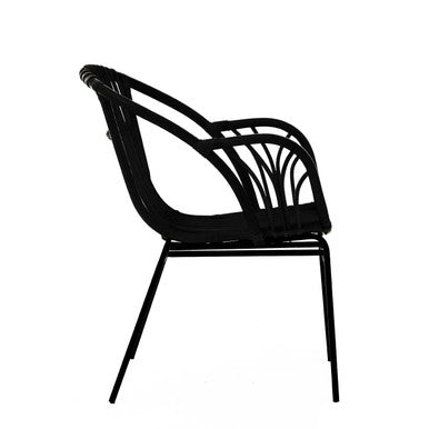 Lagom Black Natural Rattan Chair With Raised Sides - PN Home