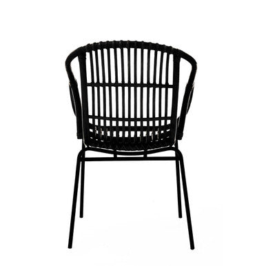 Lagom Black Natural Rattan Chair With Raised Sides - PN Home