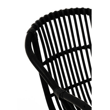 Lagom Black Natural Rattan Chair With Raised Sides - PN Home