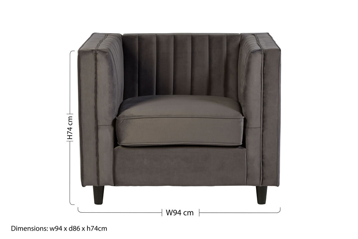 Farah Grey Velvet Chair - PN Home