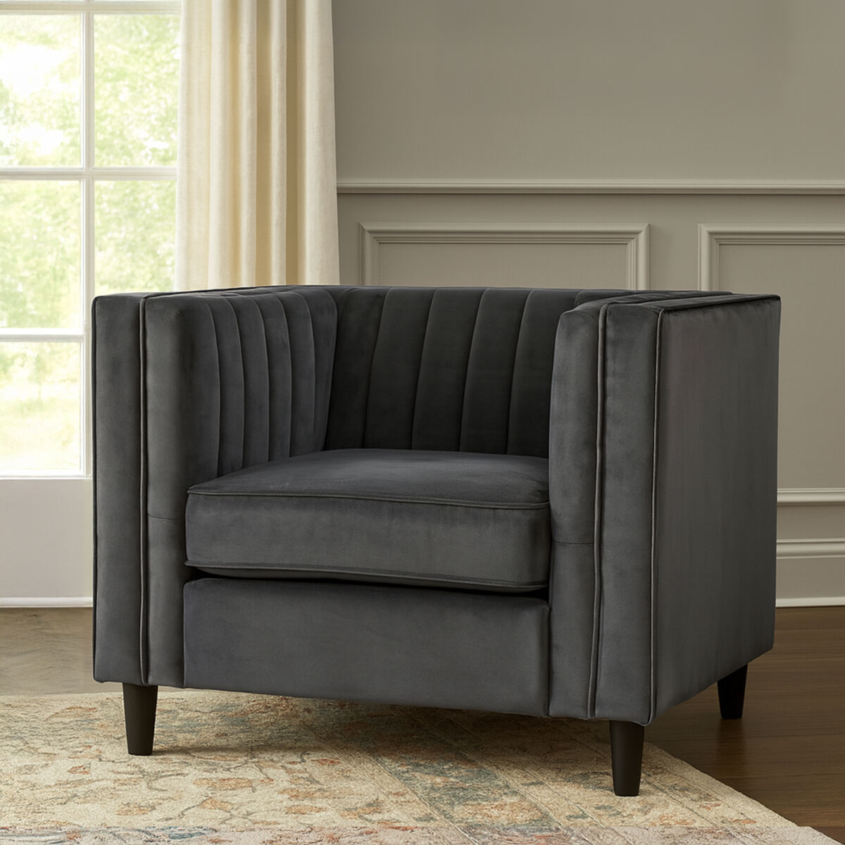 Farah Grey Velvet Chair - PN Home