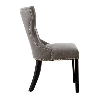 Daxton Grey Leather Effect Dining Chair - PN Home