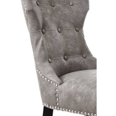 Daxton Grey Leather Effect Dining Chair - PN Home