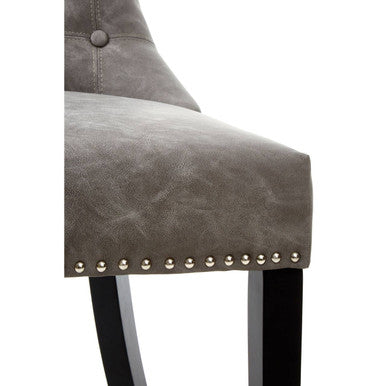 Daxton Grey Leather Effect Dining Chair - PN Home