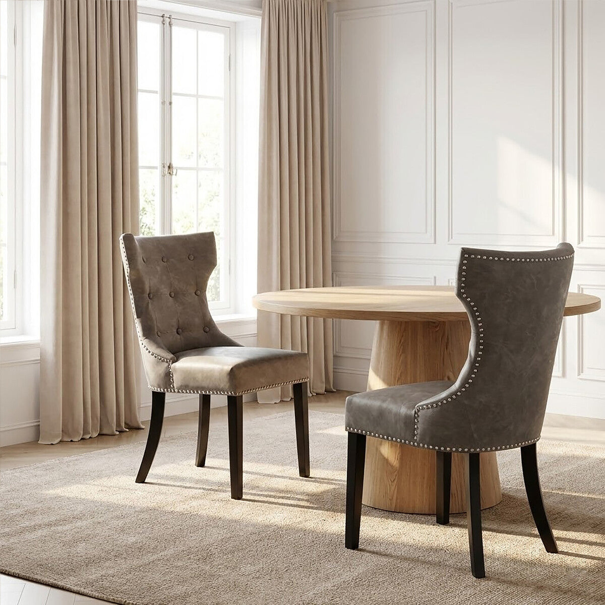 Daxton Grey Leather Effect Dining Chair - PN Home