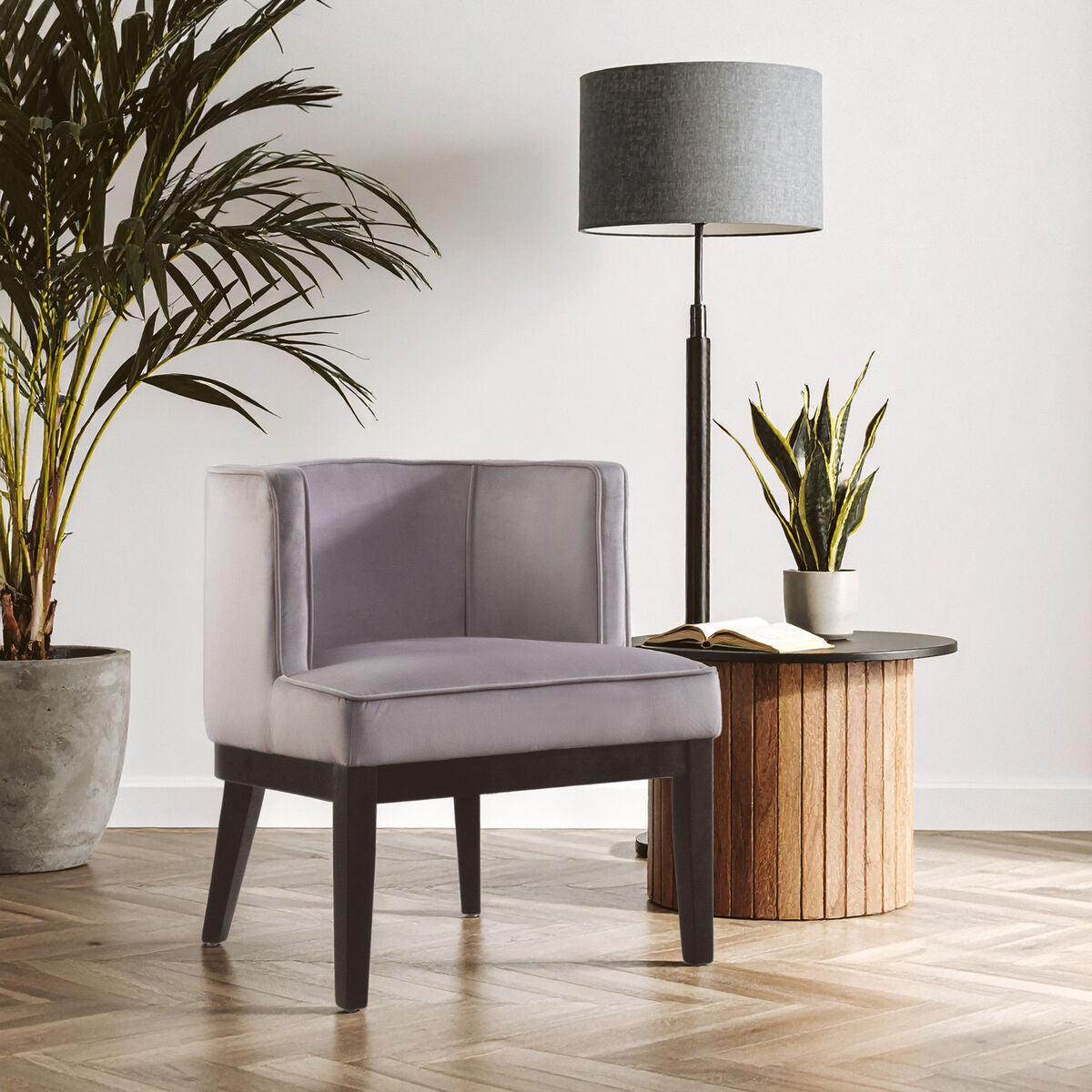 Daxton Light Grey Velvet Curved Back Chair - PN Home