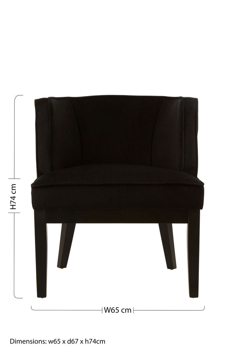 Daxton Black Velvet Curved Back Chair - PN Home