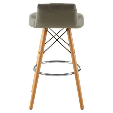 Stockholm Light Grey Leather Effect Bar Stool with Wood Legs