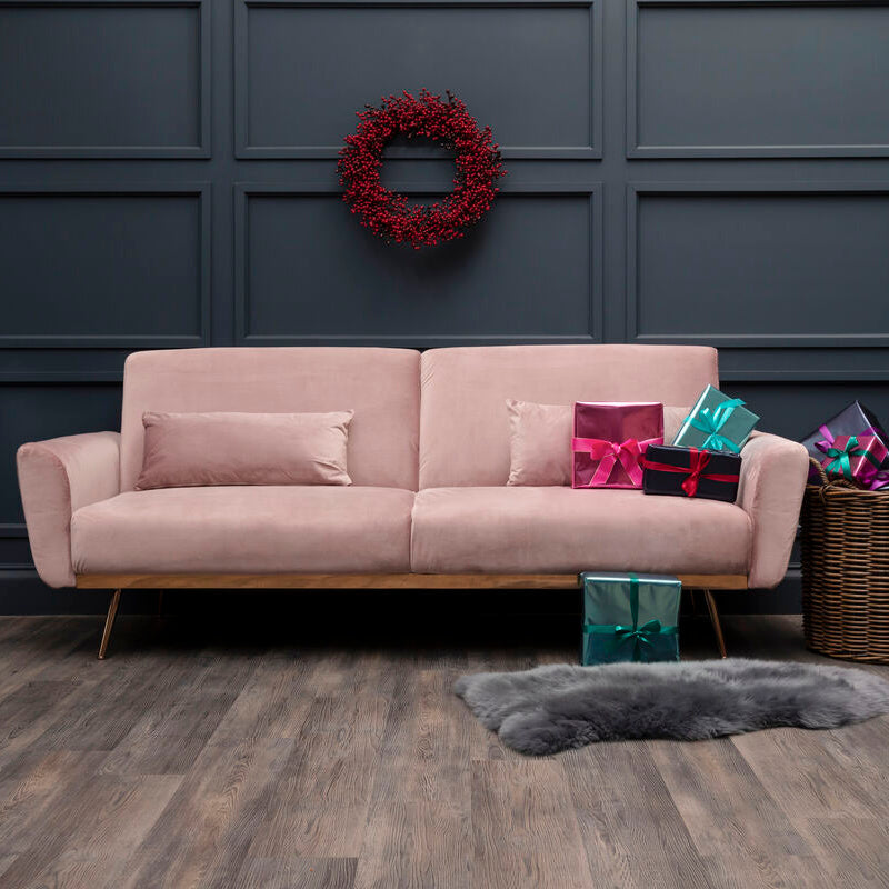 Pink Velvet Sofa Bed, Hatton - PN Home