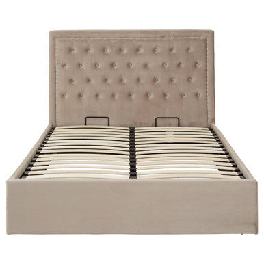 Hannah Mink Velvet Ottoman Double Bed - PN Home