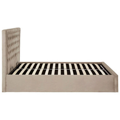 Hannah Mink Velvet Ottoman Double Bed - PN Home