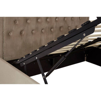 Hannah Mink Velvet Ottoman Double Bed - PN Home