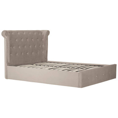 Edison Mink Velvet Ottoman Double Bed - PN Home