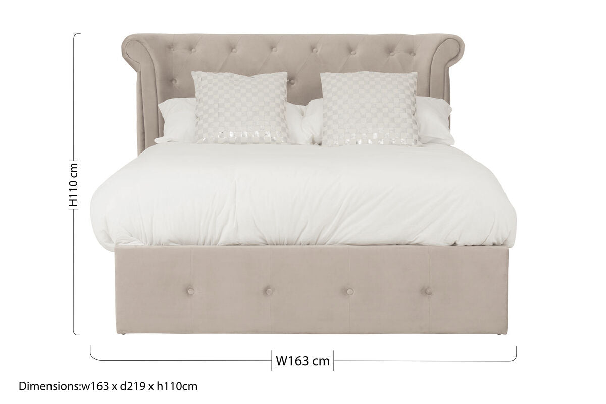 Edison Mink Velvet Ottoman Double Bed - PN Home