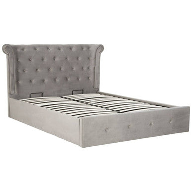 Edison Grey Brushed Velvet Ottoman King Bed - PN Home