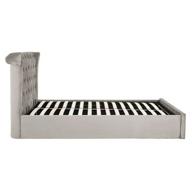 Edison Grey Brushed Velvet Ottoman King Bed - PN Home